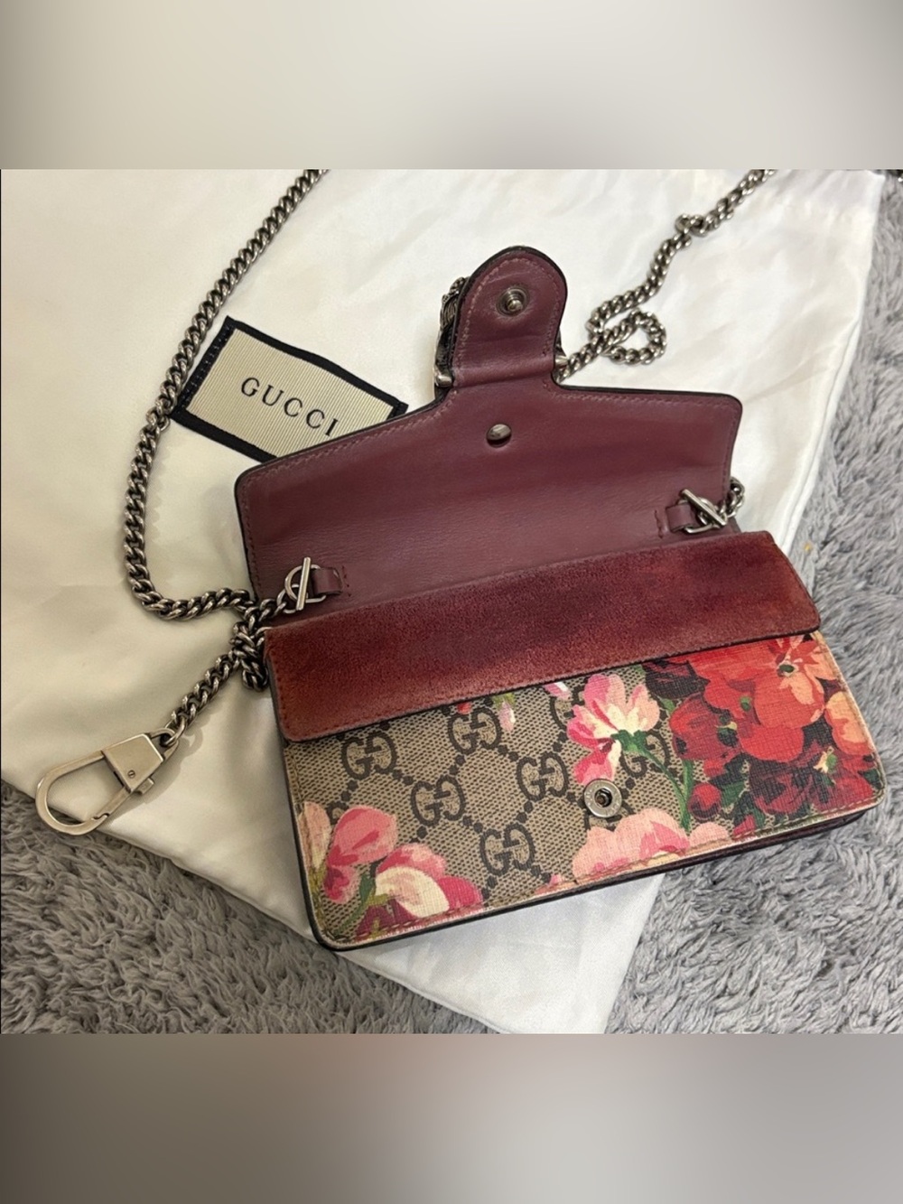 GG Supreme Monogram Blooms Super Mini Dionysus Shoulder Bag Beige Multicolor - Picture 9 of 16